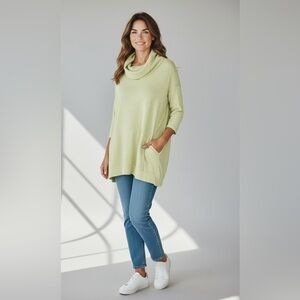 J. Jill Pure Jill Short Sleeve Cowl Neck Sweater Green Size Small